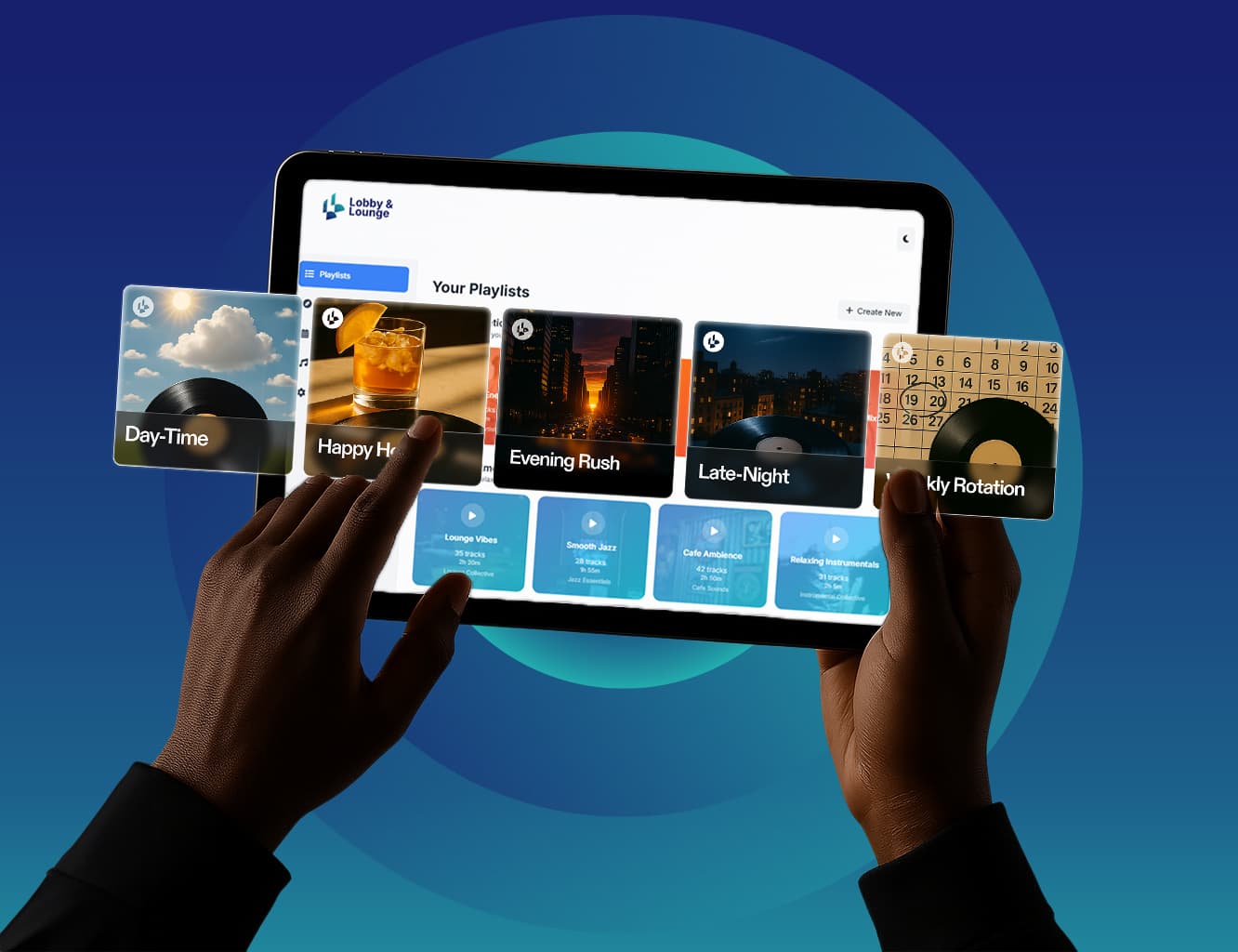 Choosing a playlist on the Lobby & Lounge dashboard